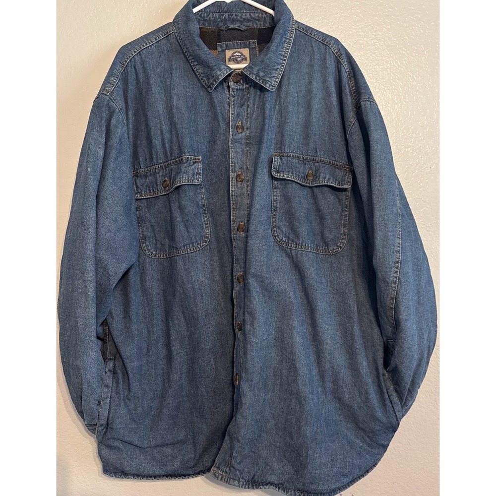 Vintage Shaver Lake Casuals Denim Shirt Jacket Flannel Lined Shacket Size 2X